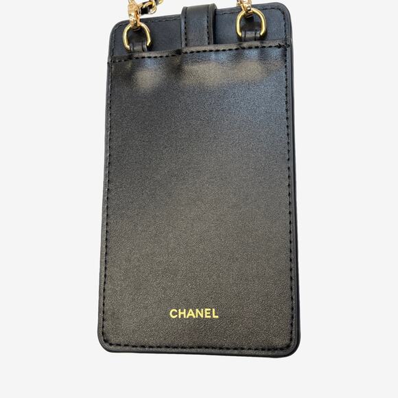 Coco Crush Style Black Phone Holder Crossbody With Chain Two Card Slots New - Picture 12 of 14